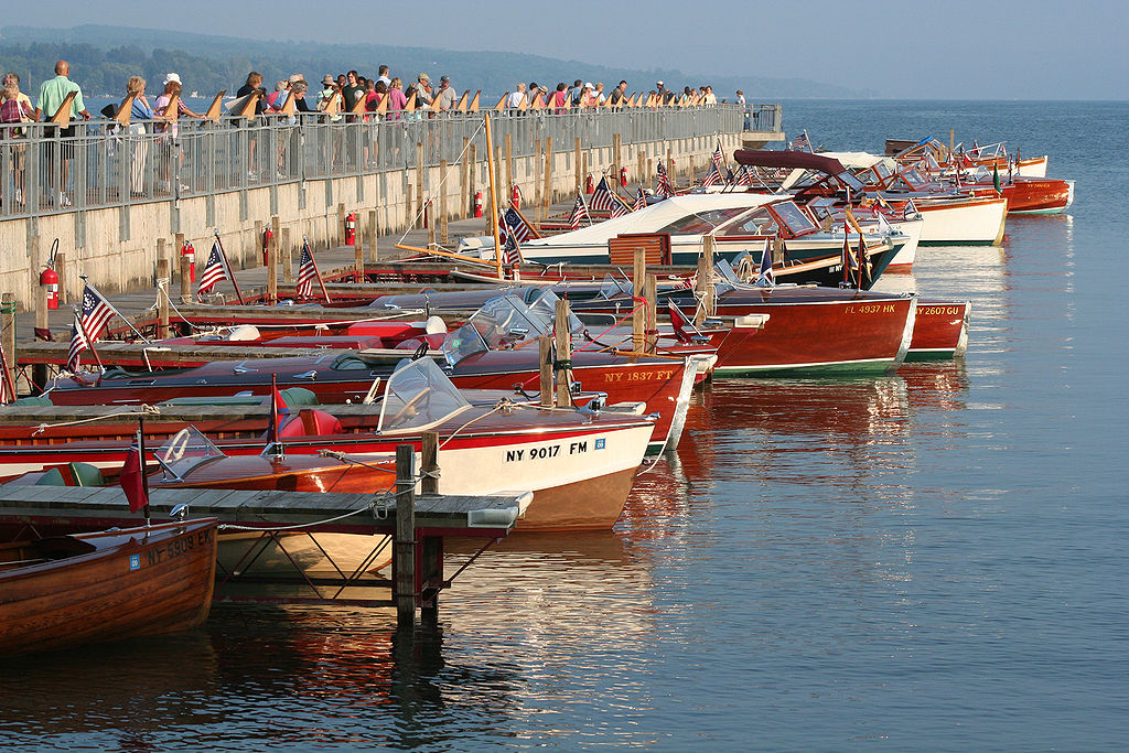 Wooden boats on Skaneateles Lake